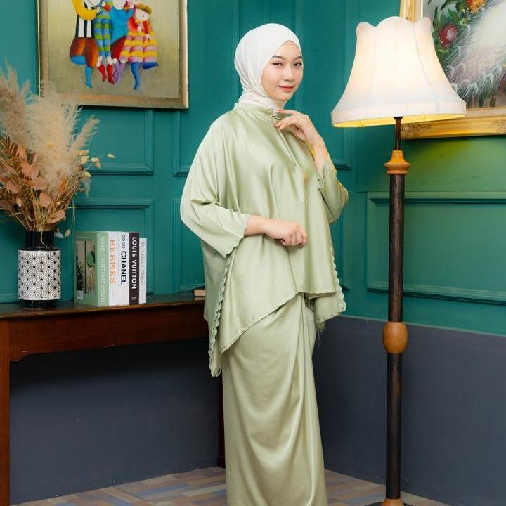 BAJU KURUNG MULBERRY SILK BATWING KAIN PARIO FREE SAIZ