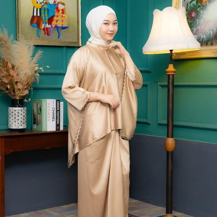 BAJU KURUNG MULBERRY SILK BATWING KAIN PARIO FREE SAIZ