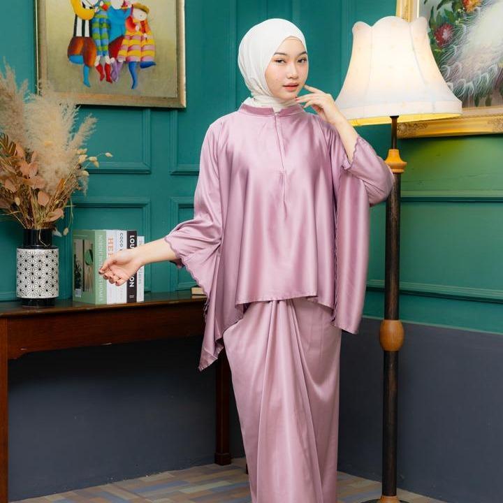 BAJU KURUNG MULBERRY SILK BATWING KAIN PARIO FREE SAIZ